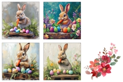 Easter Bunny Square Coasters, Easter Animals Sublimation Product Image 3