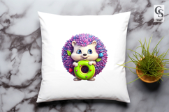 Cute Colorful Hedgehog Clipart Sublimation PNG Product Image 3