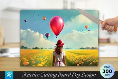 Girl with Balloon Cutting Board Sublimation Design Product Image 1