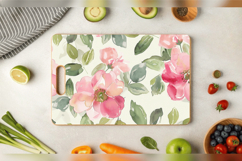 Pink &amp; Green Watercolor Flowers Cutting Boards sublimation D Product Image 3