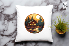 Woodland Cabin Landscape Clipart Sublimation PNG Product Image 3