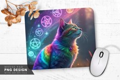 Enchanted Rainbow Cat with Glowing Mouse Pad PNG Design Product Image 1