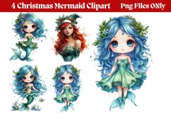 Christmas Mermaid Clipart PNG Product Image 1