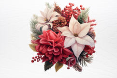 Christmas Flower Bouquet Clipart PNG Product Image 3