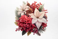 Christmas Flower Bouquet Clipart PNG Product Image 3