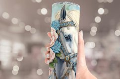 White Horse and Pink Flowers Tumbler Sublimation Wrap 20 oz Product Image 3