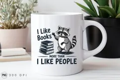 Raccoon Loves Books More Than People Vector PNG Product Image 2