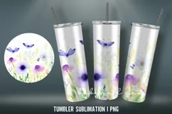 Watercolor Flowers Tumbler Wrap Sublimation Designs |PNG Product Image 3