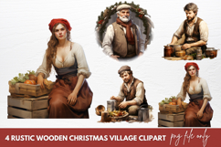 Rustic Wooden Christmas Village Clipart Product Image 1