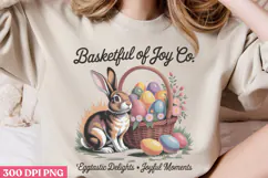 Basketful of Joy PNG, Vintage Easter Rabbit Bunny PNG Product Image 3