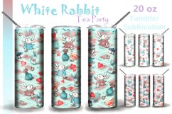 White Rabbit Tea Party Tumbler Sublimation 20 oz Product Image 1
