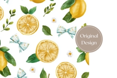 Watercolor Lemon Tumbler Wrap, Cute Bows Tumbler Sublimation Product Image 3