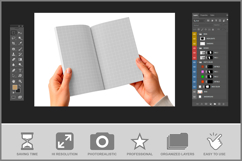 Woman Holding Open Magazine Mockup Product Image 3