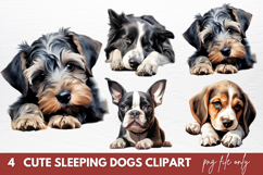 Cute Sleeping Dogs Clipart Sublimation Product Image 1