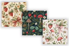 Cottagecore Strawberry Gingham Paper, Seamless Watercolor Product Image 3