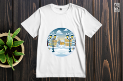 Snowy Village Street Scene Clipart Sublimation PNG Product Image 3