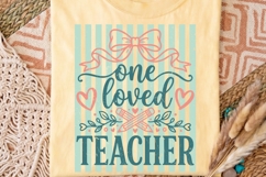 One Loved Teacher Png, Retro Striped Teacher Sublimation Png Product Image 2