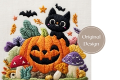 Knitted Halloween Tumbler Print, Halloween Black Cat Tumbler Product Image 3