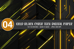 Gold Black Cyber Tech Digital Paper Product Image 1