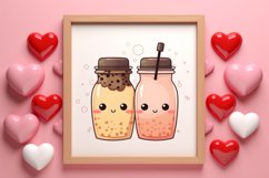 Cute Bubble Tea Valentine Clipart, Valentines Clipart Product Image 3