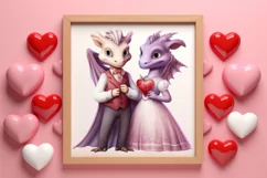 Watercolor Valentine's Day Dragon Clipart, Dragon Watercolor Product Image 3