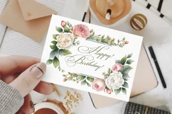 Flower cards, invitations with watercolor roses PNG, JPEG Product Image 2