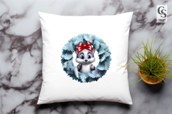 Cute Raccoon In Winter Wreath Clipart Sublimation PNG Product Image 3