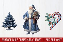 Vintage Blue Christmas Clipart Sublimation Product Image 1