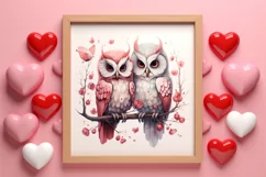 Couple Owl Valentines Day Clipart, Couple Owl Clipart Product Image 3