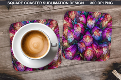 Flowers Coaster Sublimation, Spring Coaster PNG Design Product Image 1