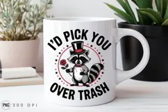 Cute Raccoon With Rose Id Pick You Sublimation PNG Product Image 2