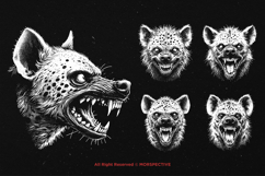 10 Bundle Dark Art Hyena Head Beast Wild Animals Tattoo Product Image 5