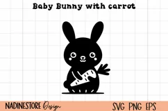 Cute Baby bunny with carrot SVG, EPS, PNG. Product Image 1