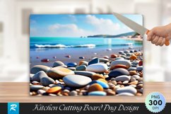 Pebbles on a Beach Cutting Board Sublimation Design Product Image 1