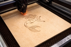 Laser engraving mermaid digital file. Line art verctor templ Product Image 3