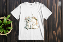 Floral Baby Dragon Unicorn Clipart Sublimation PNG Product Image 3