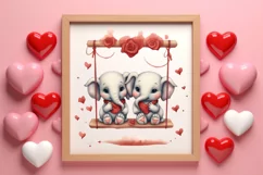 Valentine Animal On Swings Clipart, Valentine Animal Clipart Product Image 3