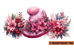 Watercolor Vintage Pin Up Christmas Girl Clipart , PNG Product Image 1