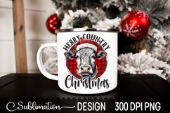 Merry Country Christmas Sublimation Design - Heifer PNG Product Image 1