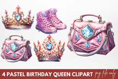 Pastel Birthday Queen Clipart Product Image 1