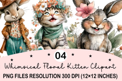 Whimsical Cats Valentine's Day Clipart, Valentine's Day PNG Product Image 1