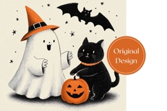 Doodle Halloween Ghost Tumbler, Halloween Cat Tumbler Design Product Image 3