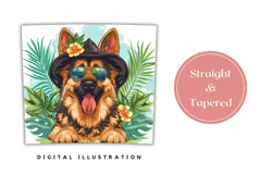 Summer Dog Tumbler Wrap, German Shepherd Dog Tumbler PNG Product Image 3