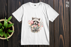 Butterfly Floral Raccoon Watercolor Clipart Sublimation PNG Product Image 2