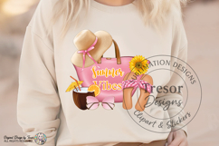Pink Summer Vibes Beach Tote Design | Tropical Vacation Art Product Image 5
