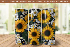 Daisy & Sunflower Tumbler Wrap | 20 oz tumbler wrap Product Image 1
