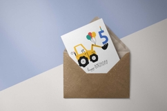 Fifth Birthday Excavator | Happy Birthday Card | EPS SVG PNG Product Image 3