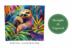 Sloth Tumbler Wrap Design, Tropical Leaves Tumbler PNG Product Image 3