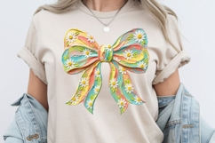 Summer Brushstroke Bow PNG, Floral Coquette Sublimation Product Image 3