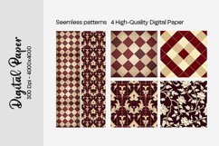 Burgundy Digital Papers | Floral Digital paper Product Image 2